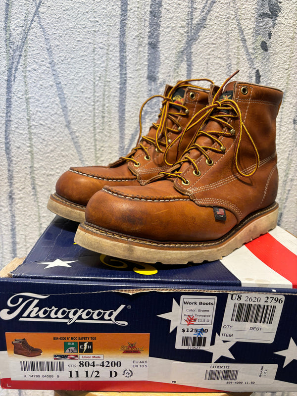Thorogood 804-4200 6" Moc Safety Toe Work Boots - Tan, Mens 11.5 D